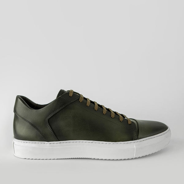 SOHO forest green cap toe patina sneakers