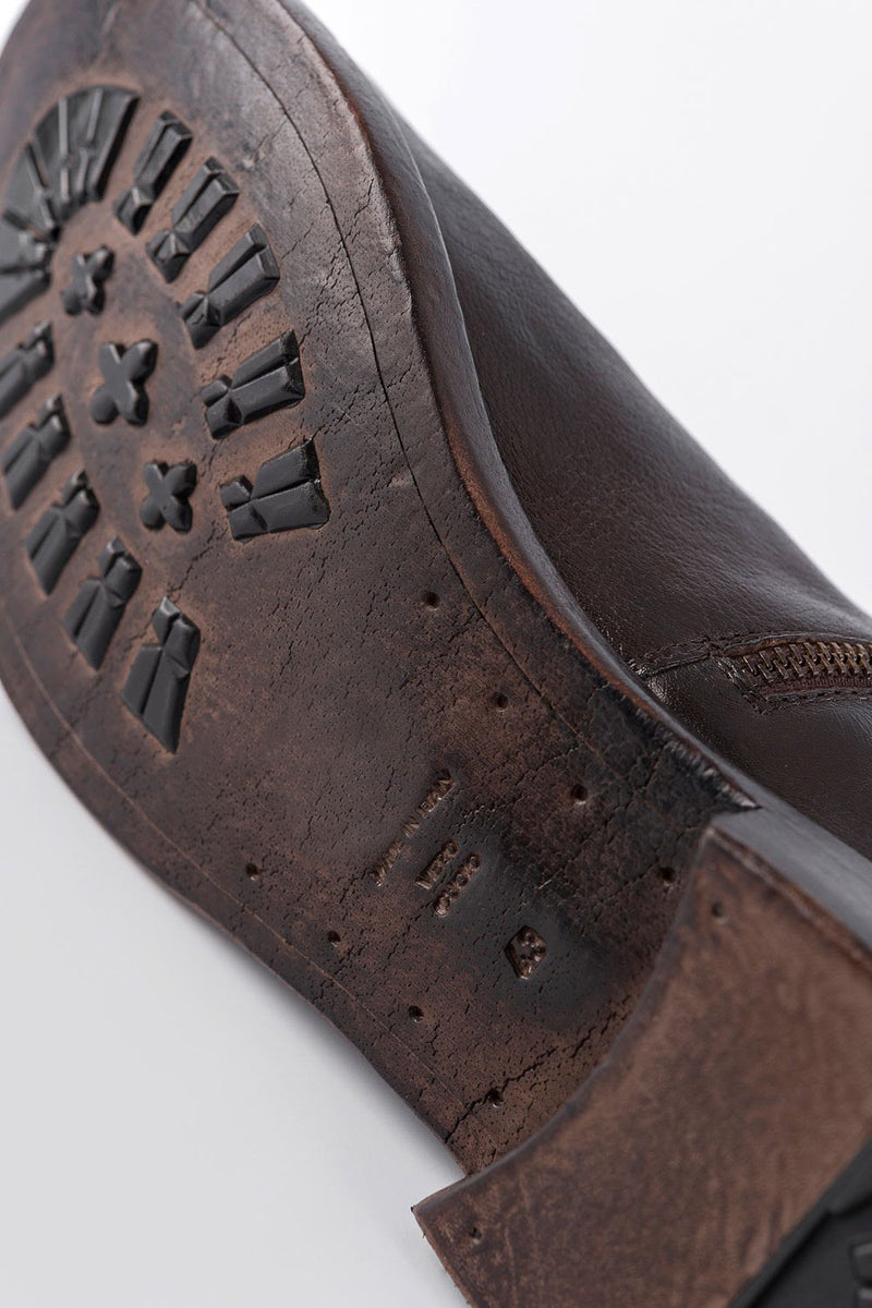 SLOANE dark-cocoa double-zip ankle boots.